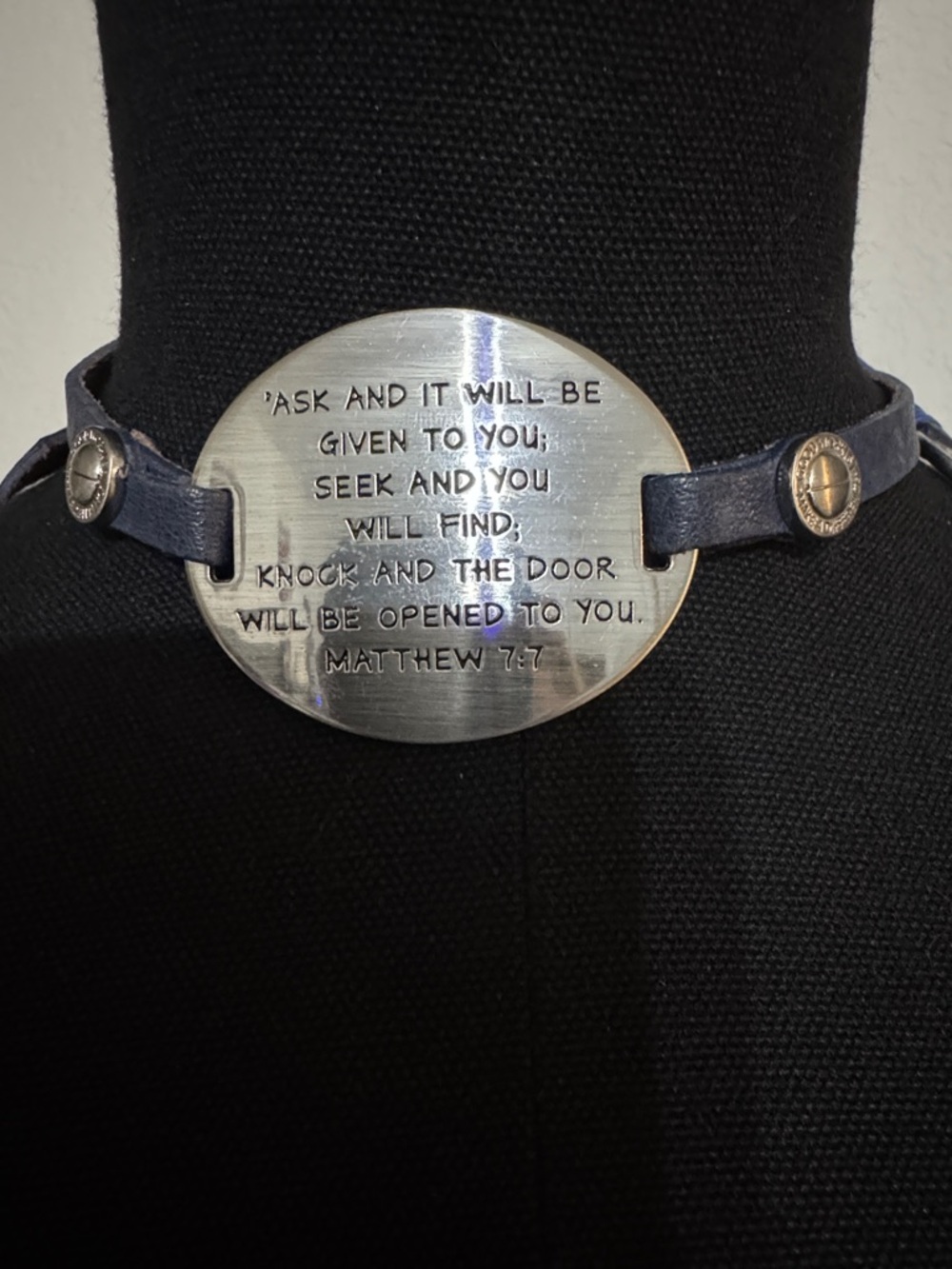 Inspirational Matthew 7:7 Bracelet with leather band